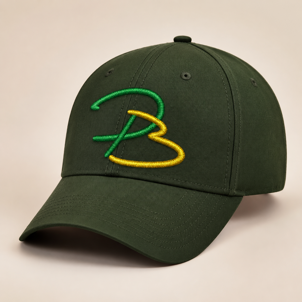 Boné verde bordado